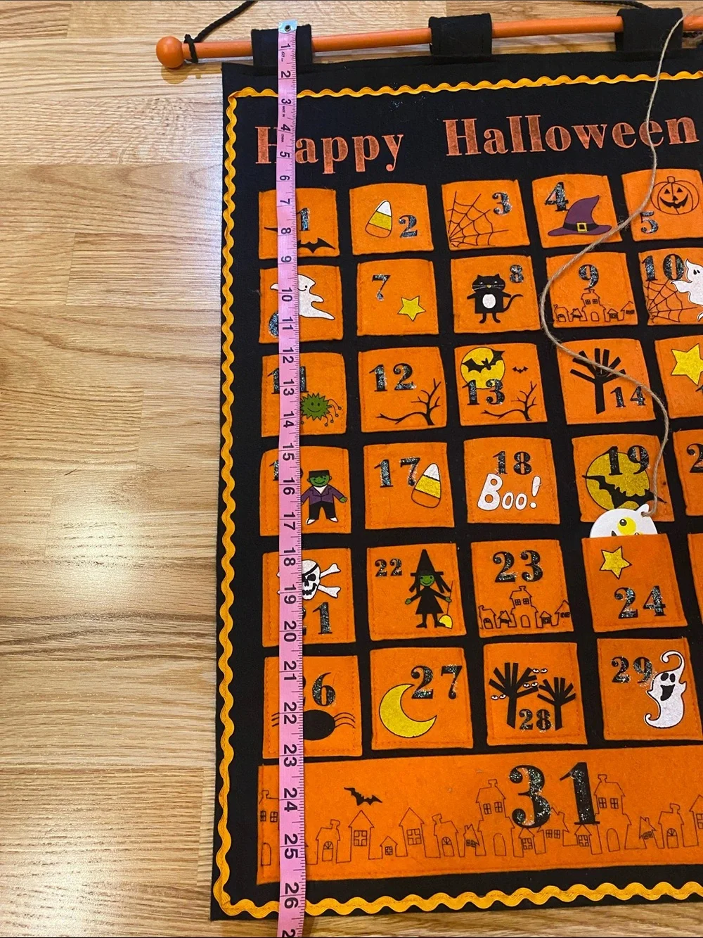 Happy Halloween Felt Countdown Wall Banner - Orange and Black